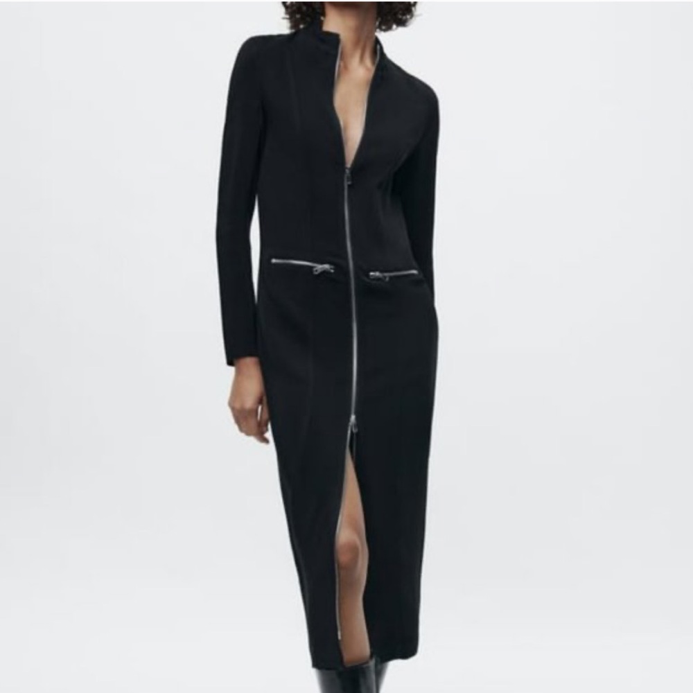 ZARA ZIPPER MIDI DRESS ZW COLLECTION XS